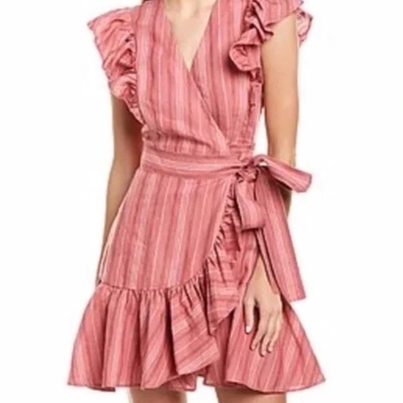 Rebecca Taylor Sleeveless Striped Wrap Dress Size 12
